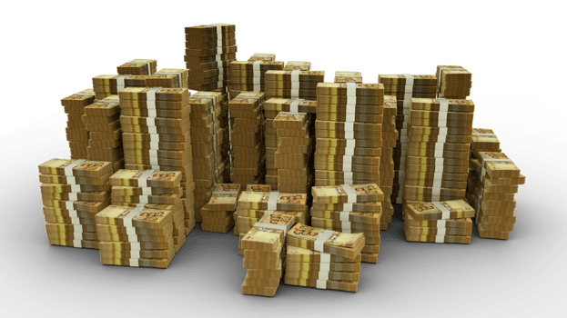 Big stack of 100 Bolivian Boliviano notes. A lot of money isolated on transparent background. 3d rendering of bundles of cash png