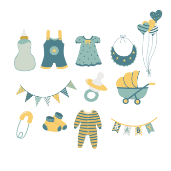 Set collection of baby shower png