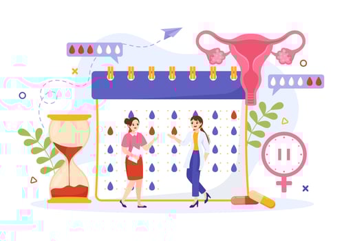 HRT or Hormone Replacement Therapy Acronym Vector Illustration with Treatment and Hormone Medication in Healthcare Cartoon Hand Drawn Templates