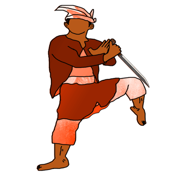 icon combating warrior Nusantara stand style with hold blade png