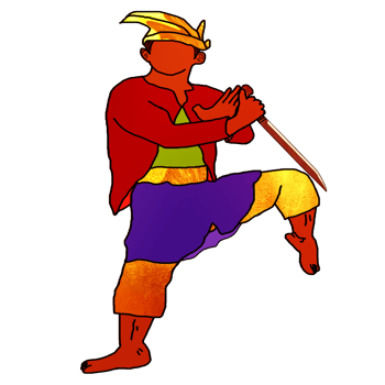 icon combating warrior Nusantara stand style with hold blade png