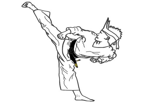 icon Malay Warrior doing combating movement call side kick png