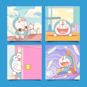 The Story of Blue Robo Cat Social Media Posts vector