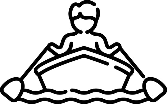 Rafting Or Kayak Icon In Black Line Art. vector