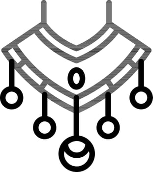 Necklace icon in black line art. vector