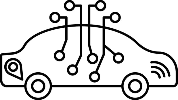 AI Smart Car Icon In Flat Style. vector