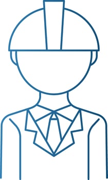 Engineer Man Icon In Blue Outline. vector