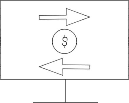 Online Money Transaction in Desktop Icon. vector