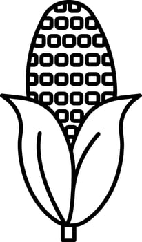 Isolated Corn Icon in Black Line Art. vector