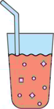 Cold Drink Glass Icon In Red And Blue Color. vector