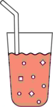 Cold Drink Glass Icon In Red And White Color. vector
