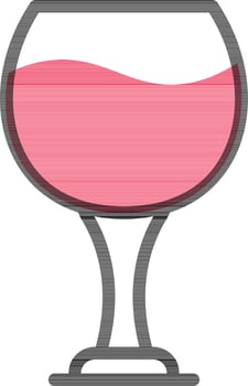 Flat Style Wine Glass icon in pink and white color. vector