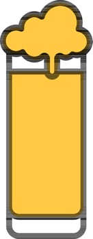 Yellow Beer Glass icon in black outline. vector