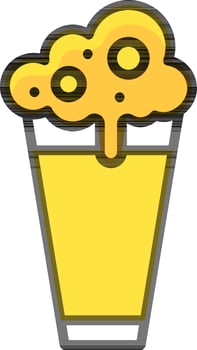 Flat Style Beer Glass icon in yellow color. vector