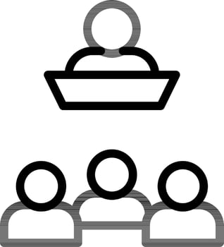 Conference Or Meeting Icon in Black Line Art. vector