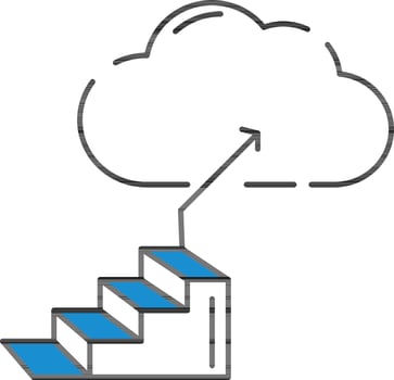 Stairs With Cloud Or Career Icon In Blue And White Color. vector