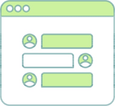 Online Group Chat Icon In Green And White Color. vector