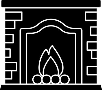 Black And White Color Burning Fireplace Icon. vector
