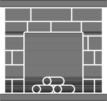 Brick Fireplace Icon In Black And White Color. vector