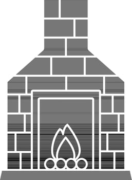 Fireplace Or Chimney Icon In Black And White Color. vector