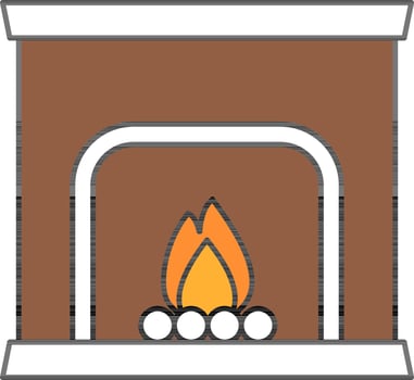 Chimney Or Fireplace Icon In Brown And White Color. vector