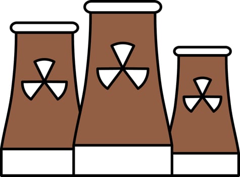 Nuclear Power Plant Icon In Brown And White Color. vector