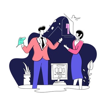 Flat Illustration Business Congratulation for Landing Page Web Mobile App. This modern, minimalist design is perfect for your next project. Featuring a line shape style vector