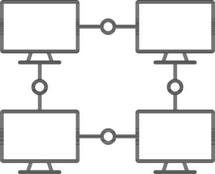 Computer Connections Icon in Black Line Art. vector