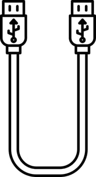 Isolated USB Cable Icon in Black Line Art. vector
