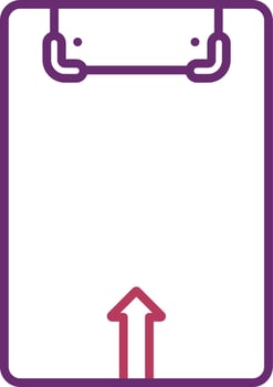 Up Arrow On Clipboard Icon In Purple And Pink Color. vector