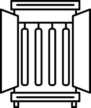 Open Cabinet or Cupboard Icon in Black Thin Line Art. vector