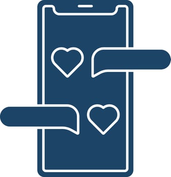 Isolated Love Chat on Smartphone Icon in Blue Color. vector