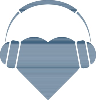 Illustration of Heart with Headphone Icon in Blue Color. vector