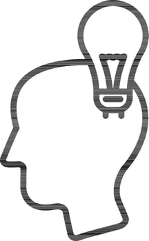 Human Head Idea Icon In Black Line Art. vector