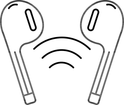 Wireless Earphone Icon in Black Line Art. vector