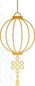 Chinese Lantern Hang in Bronze Line Art. vector