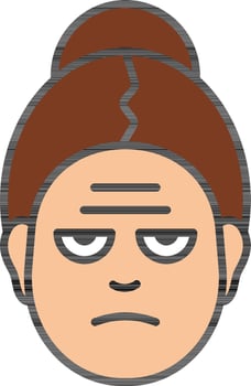 Upset or Angry Woman Face on White Background. vector