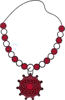 Necklace with Locket Icon in Red and White Color. vector