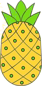 Flat Style Pineapple Icon in Yellow And Green Color. vector