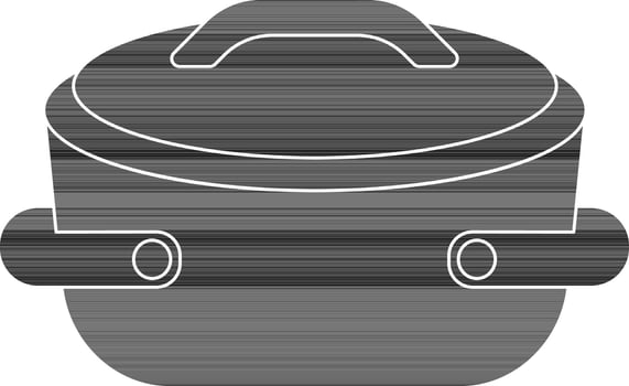 Close black casserole pan in flat style. vector