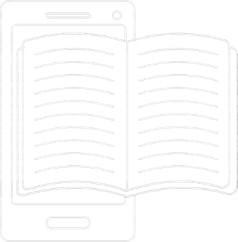Black line art open book on smartphone. vector