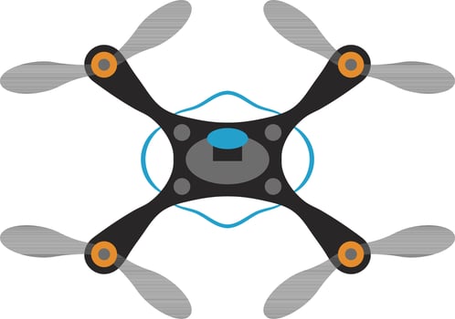 Grey and orange drone camera. vector