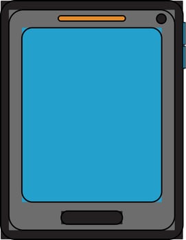 Illustration of a grey and blue smartphone. vector