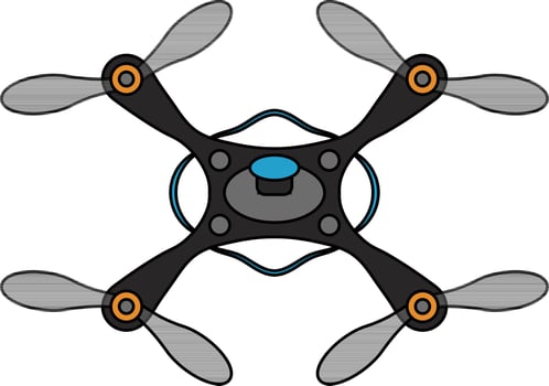 Grey and orange drone camera. vector