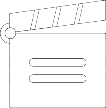 Flat style clapperboard in black line art. vector