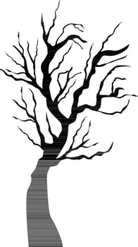 Autumn tree with branches in black color. vector