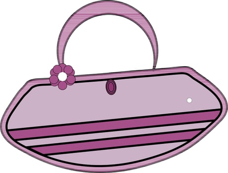 Hand bag in pink and black color. vector