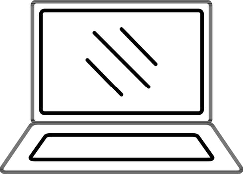 Black Line Art Laptop Icon in Flat Style. vector