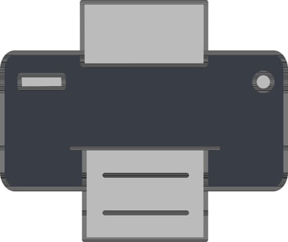 Vector Illustration Of Printer In Grey Color.