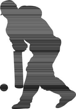 Character of silhouette cricket player. vector